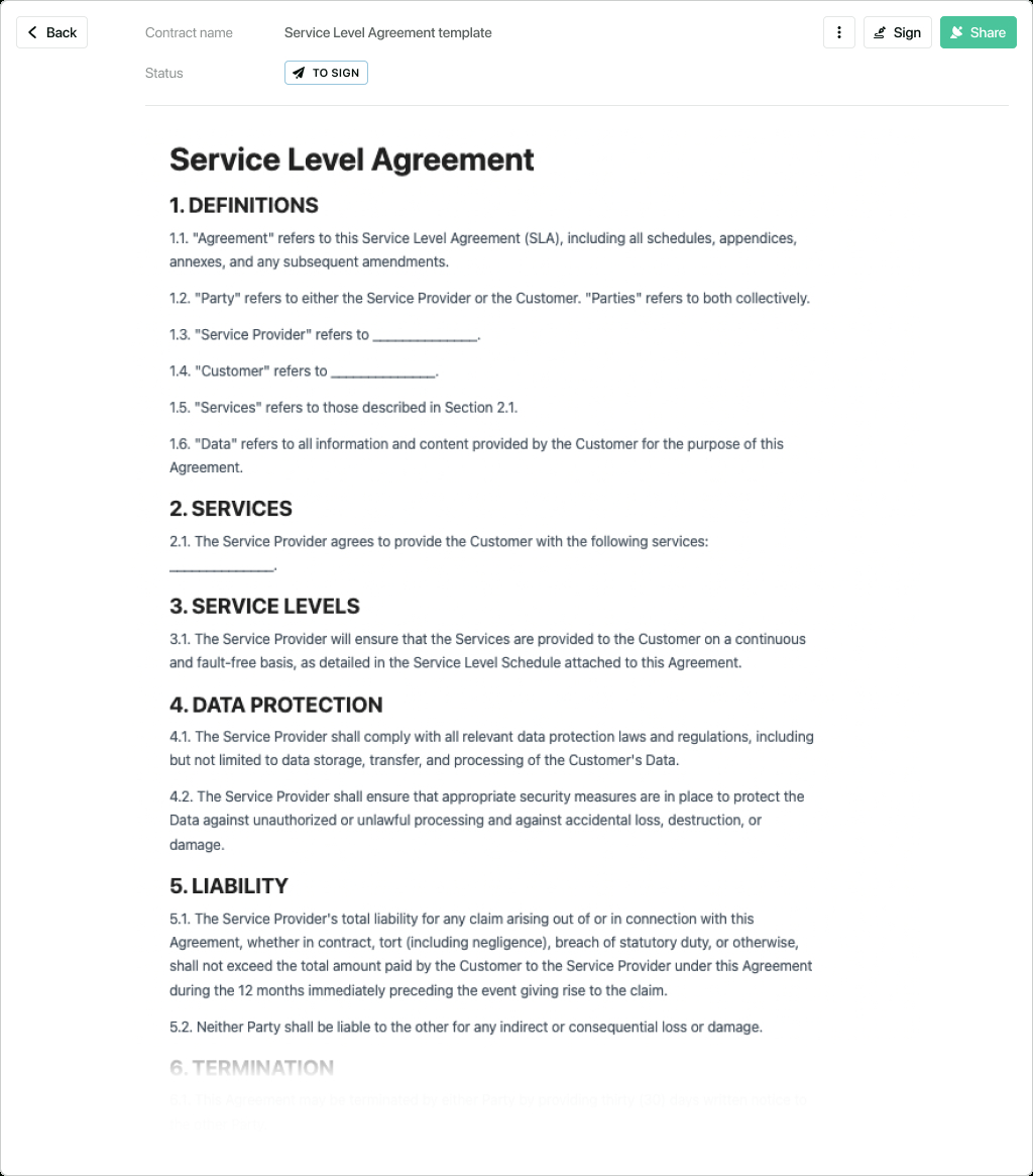 Free Service Level Agreement (Sla) Template inside Free Service Level Agreement Sample Template