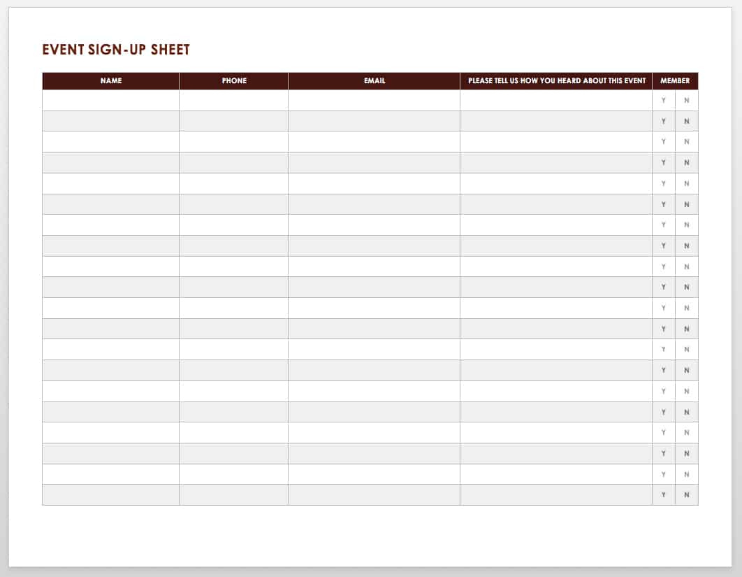 Free Sign-In And Sign-Up Sheet Templates | Smartsheet inside Sign-In Sheet Sample Template