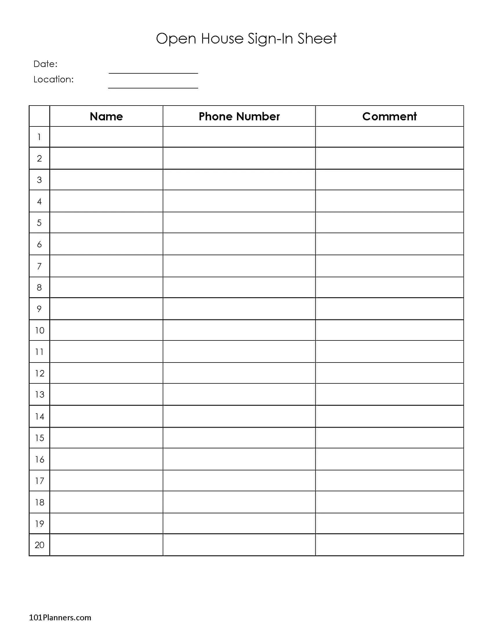 Free Sign Up Sheet | Sign In Sheet | Instant Download with Sign-In Sheet Sample Template