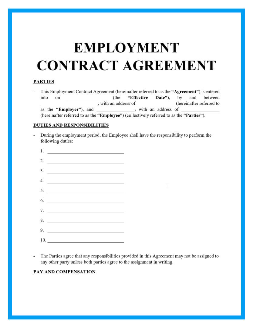 Free Simple Employment Contract Sample throughout Employment Contract Template Sample