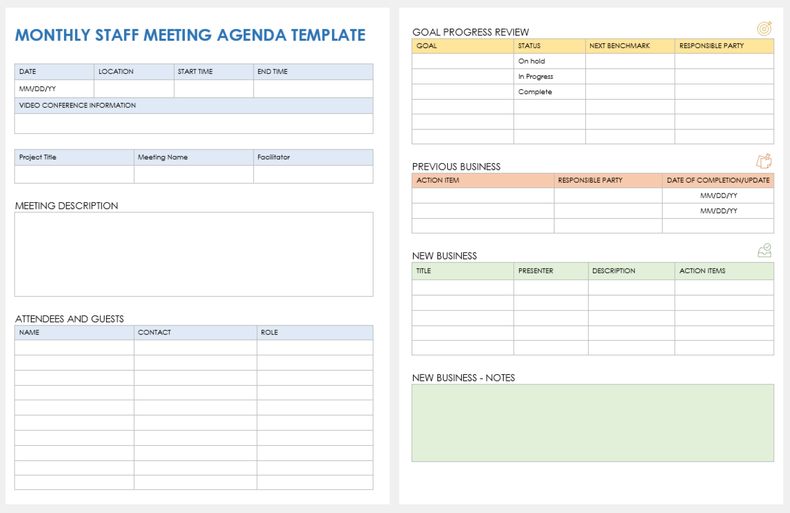 Free Staff Meeting Templates | Smartsheet with regard to Team Meeting Agenda Template Sample