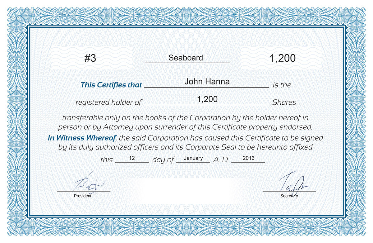 Free Stock Certificate Online Generator throughout Stock Certificate Template Sample