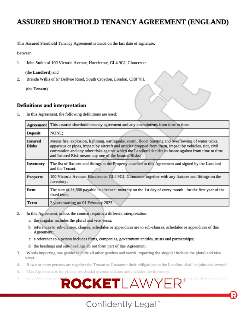 Free Tenancy Agreement | Template &amp;amp; Faqs - Rocket Lawyer Uk pertaining to Tenancy Agreement Sample Template