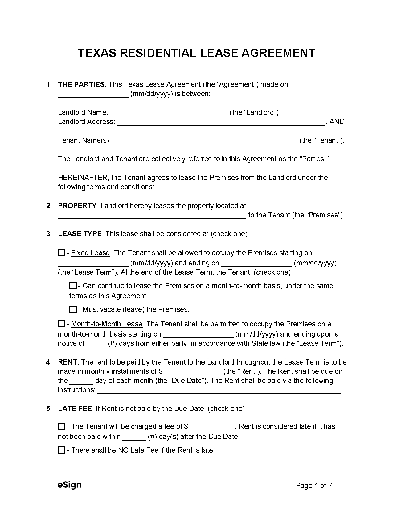 Free Texas Rental Lease Agreement Templates (8) | Pdf | Word throughout Free Lease Agreement Sample Templates