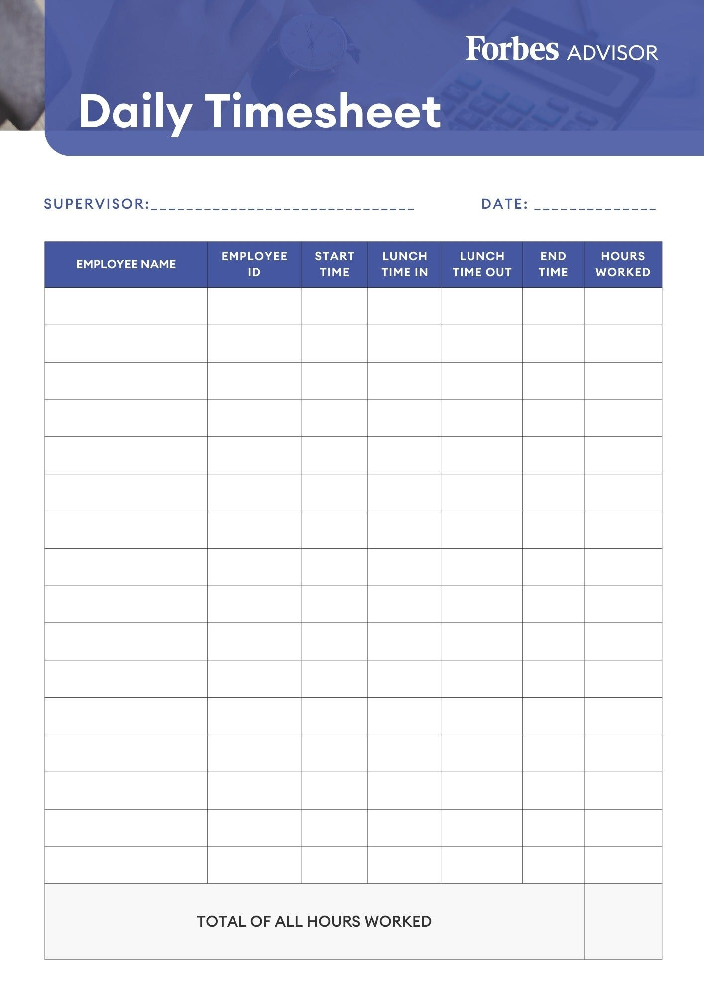 Free Time Sheet Template (2024 Guide) – Forbes Advisor for Employee Timesheet Sample Template