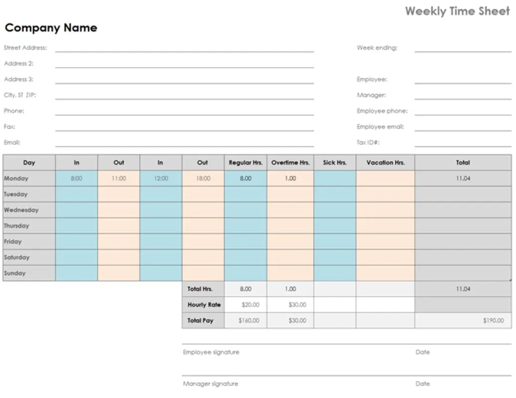 Free Timesheet Templates | Microsoft Create for Time Cards Sample Template