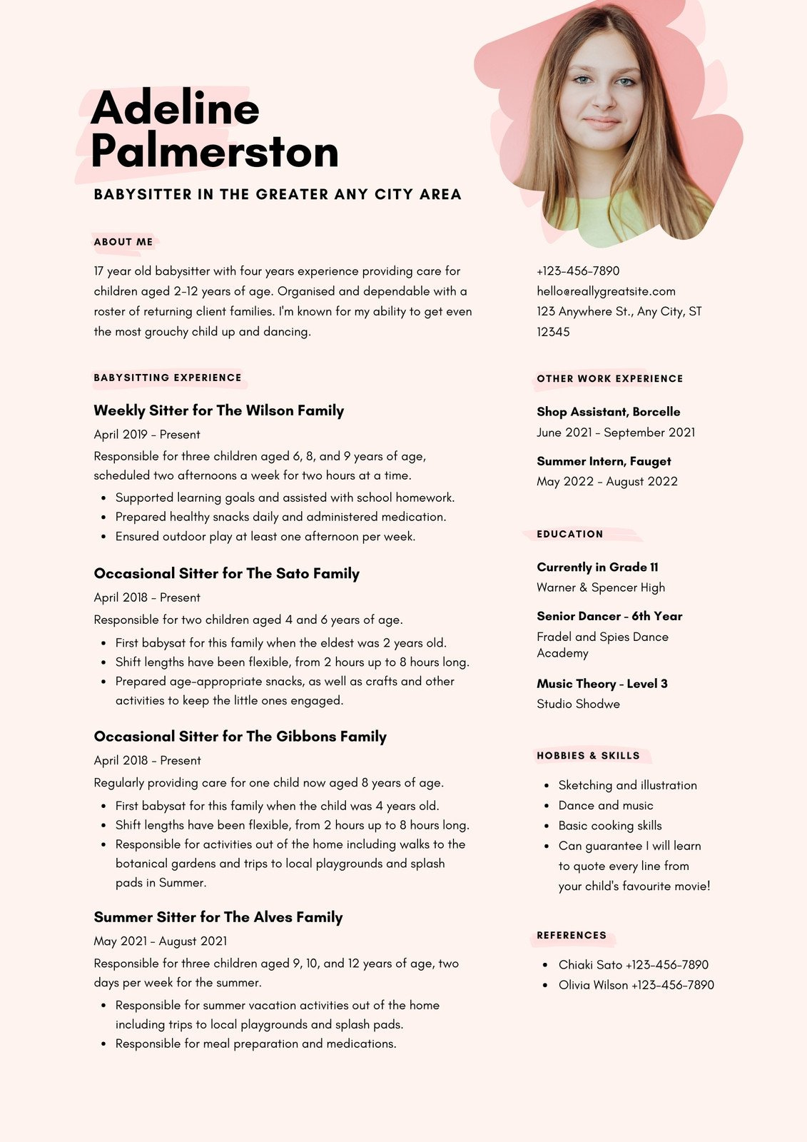 Free To Edit And Print Babysitter Resume Templates | Canva inside Nanny Resume Sample Templates