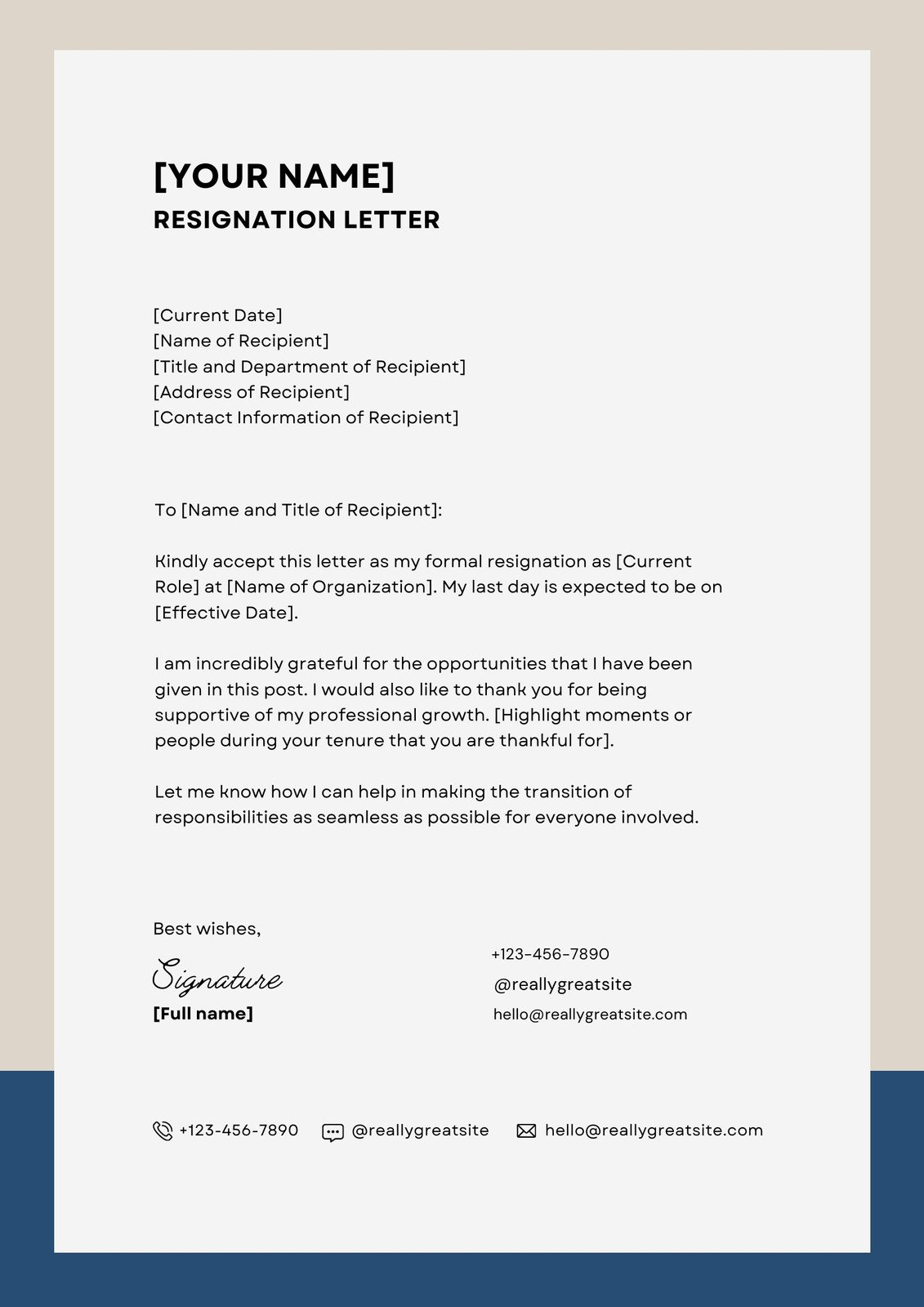 Free To Edit And Print Resignation Letter Templates | Canva regarding Resignation Sample Template