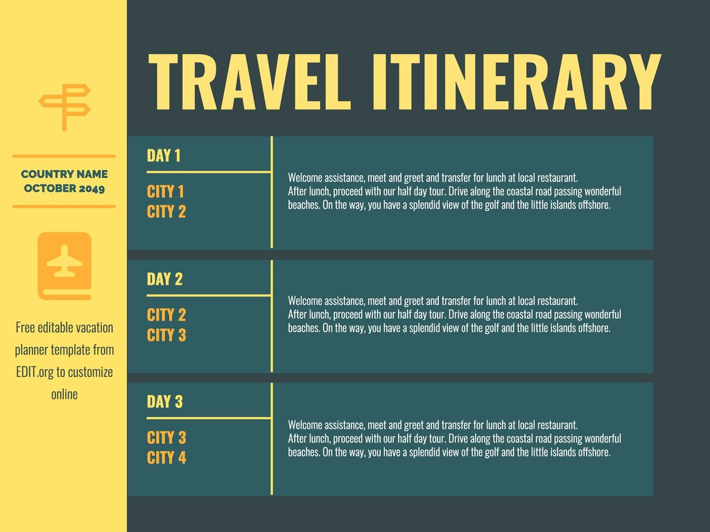 Free Travel Itinerary Templates To Edit And Print pertaining to Travel Itinerary Sample Template