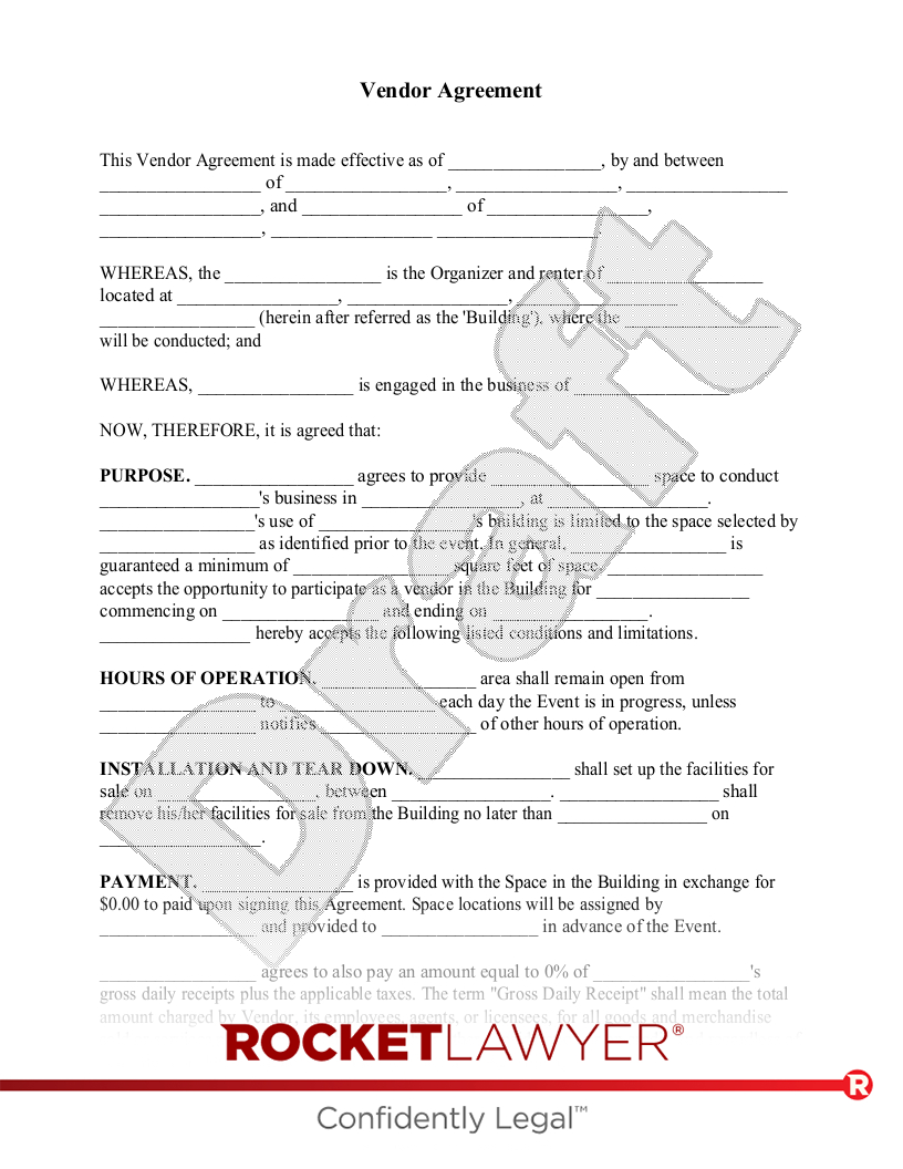 Free Vendor Agreement: Make, Sign &amp;amp; Download - Rocket Lawyer inside Vendor Agreement Sample Template