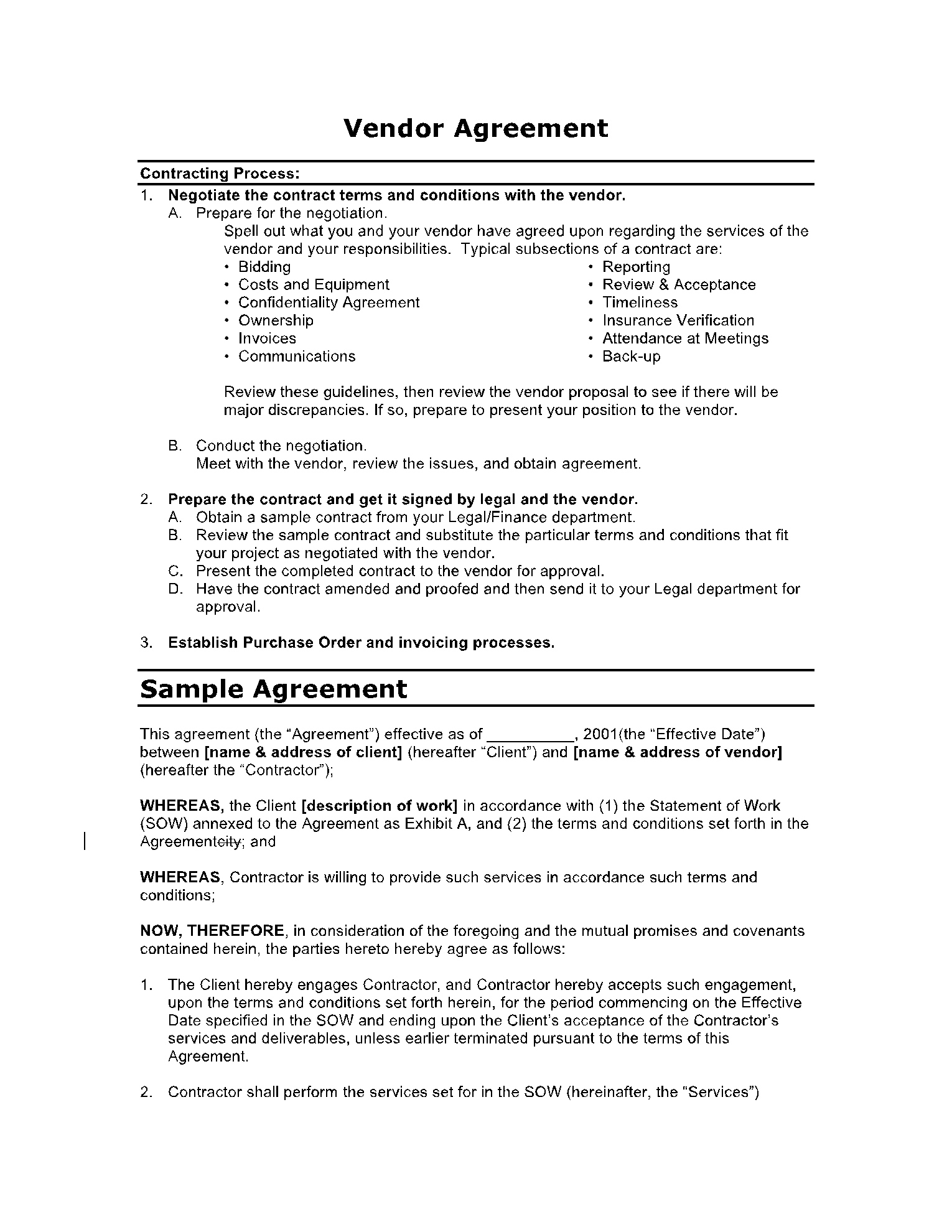 Free Vendor Agreement Template In 2021 - Cocosign with Vendor Agreement Sample Template