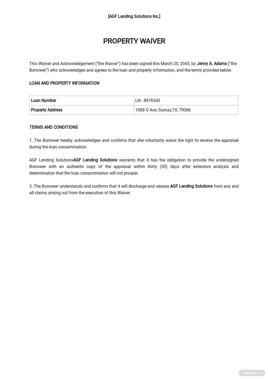 Free Waiver Sample Templates - Download In Word, Google Docs regarding Waiver Letter Sample Templates