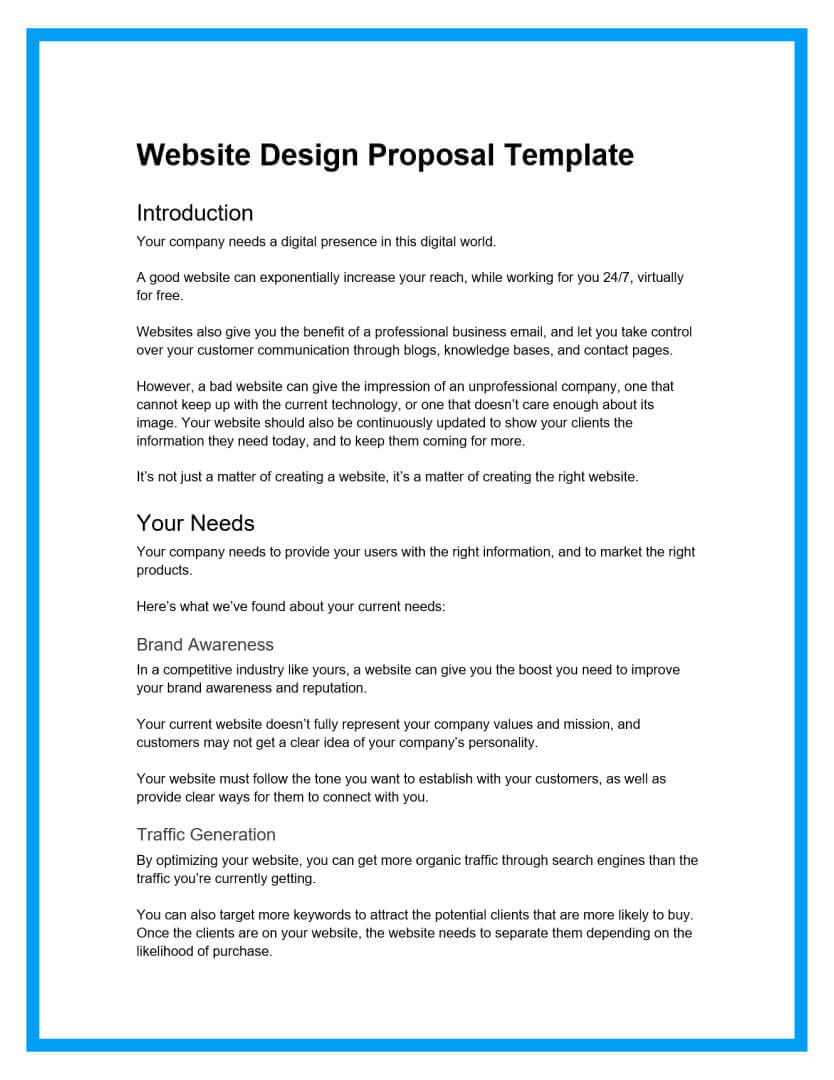 Free Website Proposal Template And Sample pertaining to It Proposal Sample Template