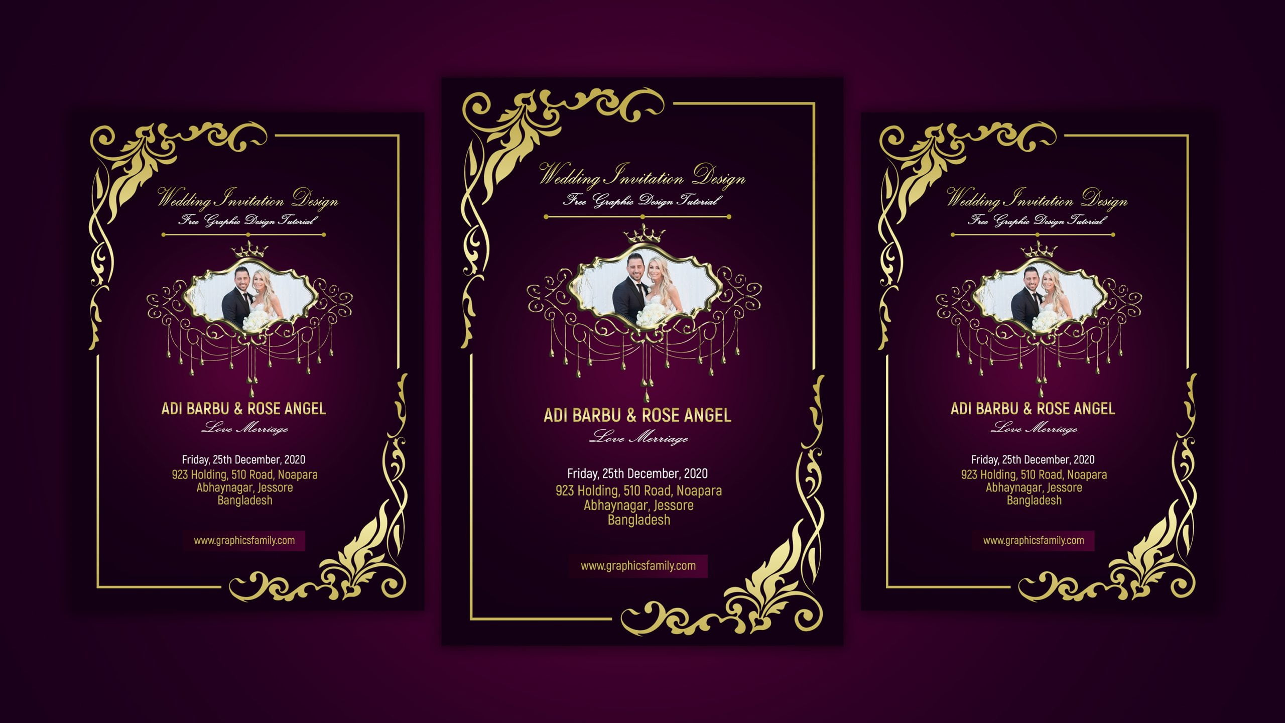 Free Wedding Invitation Card Template – Graphicsfamily with Free Invitations Sample Templates