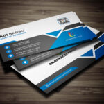 Free White, Gray And Blue Business Card Design Template With Business Card Sample Template