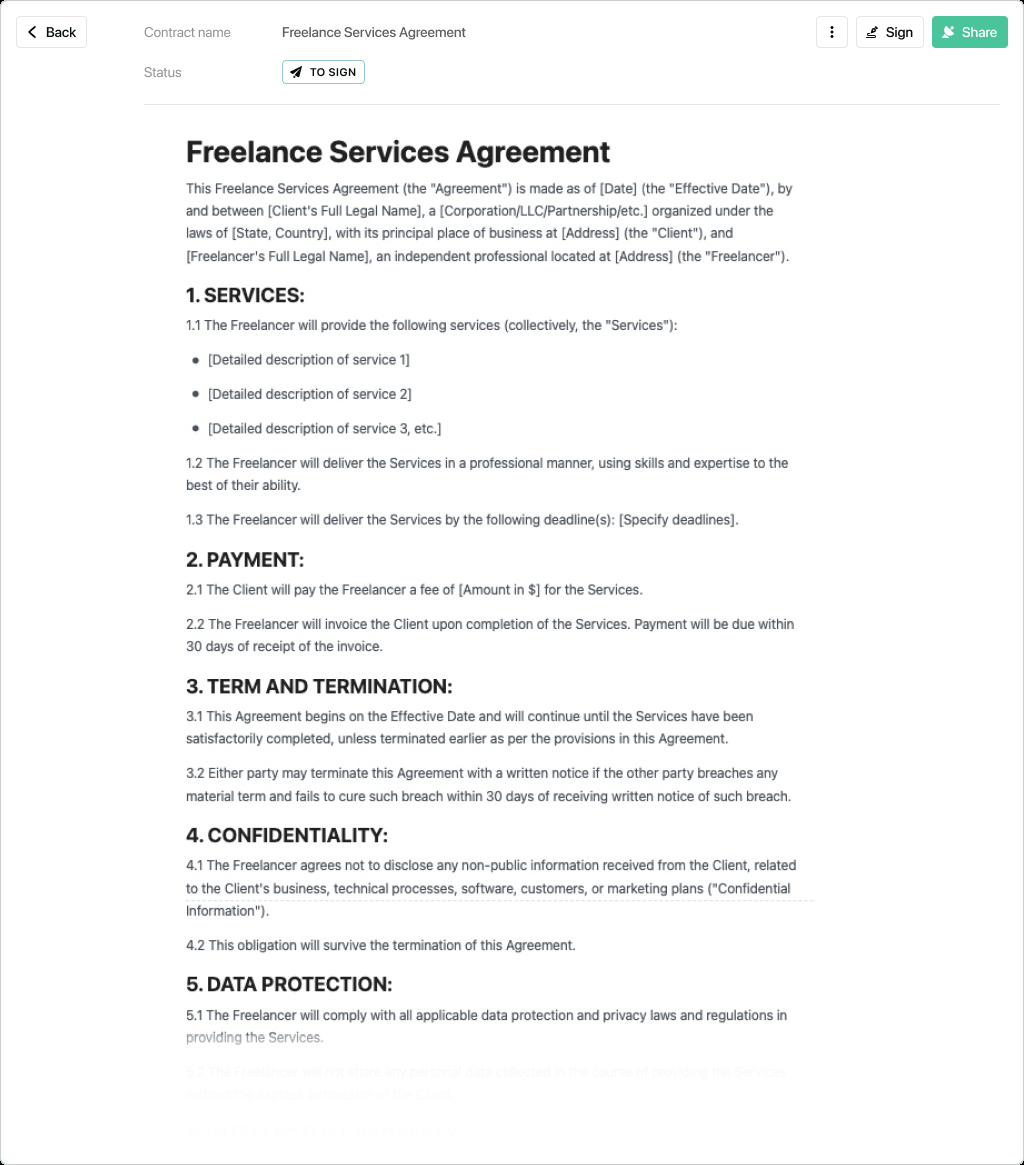 Freelance Agreement Template - Free To Use regarding Freelance Contract Sample Template