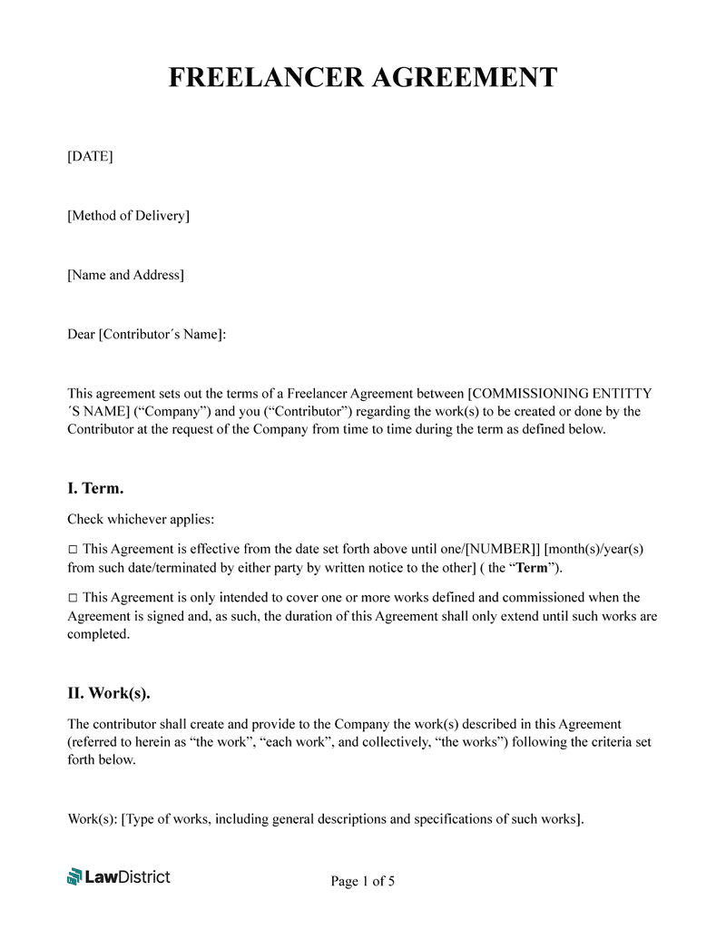 Freelance Contract Template | Download Pdf &amp;amp; Word | Lawdistrict inside Freelance Contract Sample Template