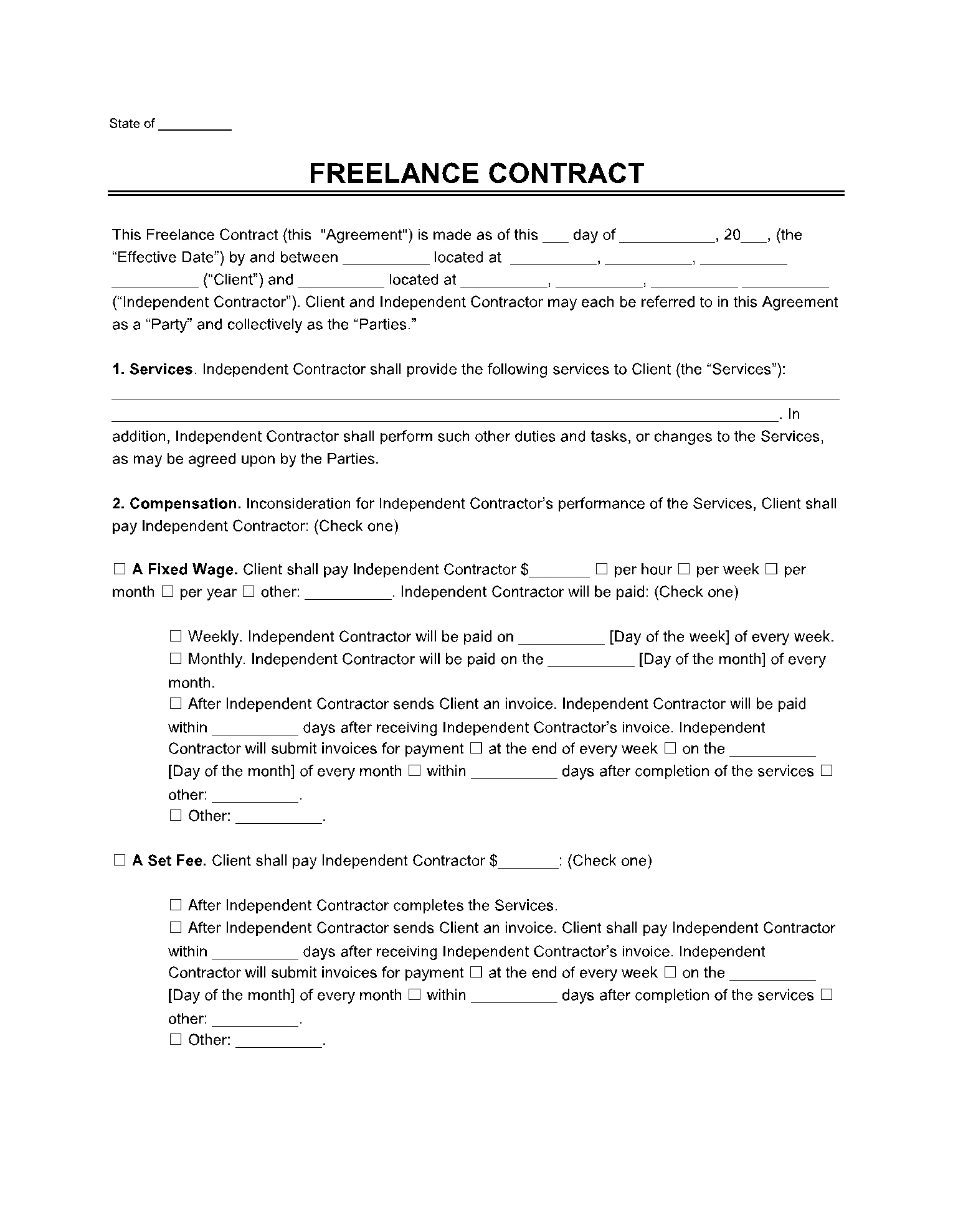 Freelance Contract Template In 2021 | Create A Free One regarding Freelance Contract Sample Template