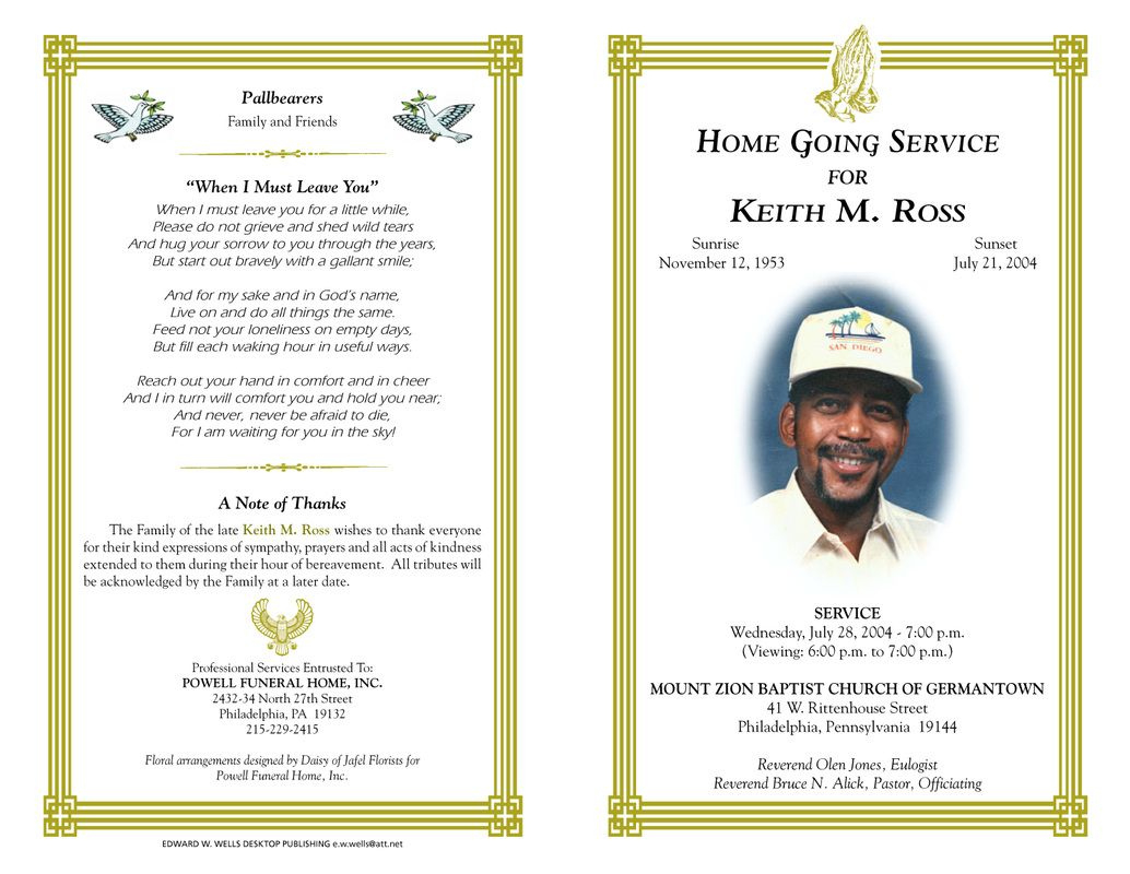 Funeral Programs - 9 Free Pdf Printables | Printablee in Funeral Program Template Sample