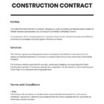 General Construction Contract Template In Google Docs, Word, Pages In Construction Contract Template Sample Free