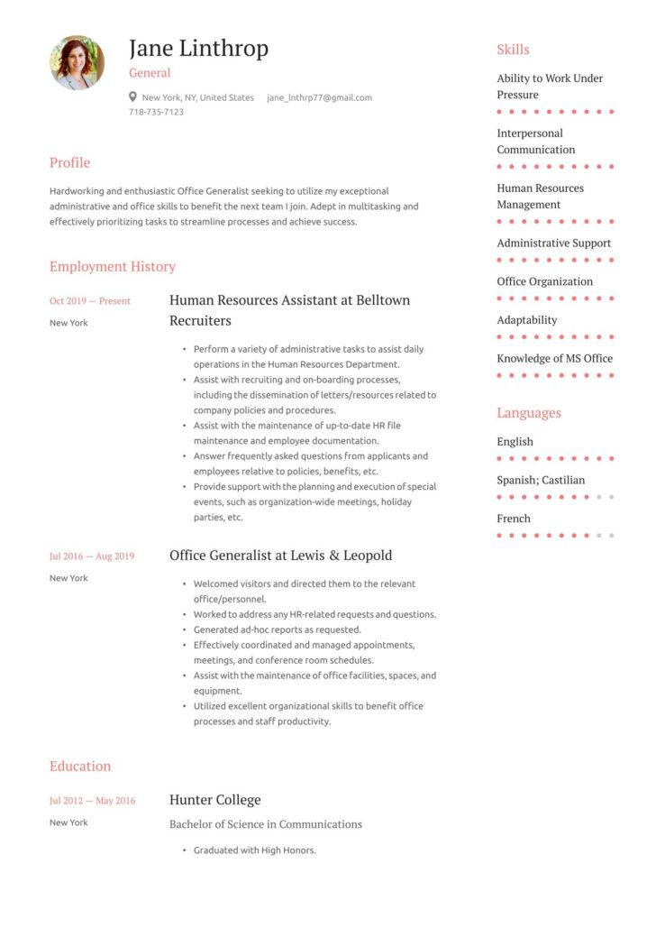 General Resume Sample Templates