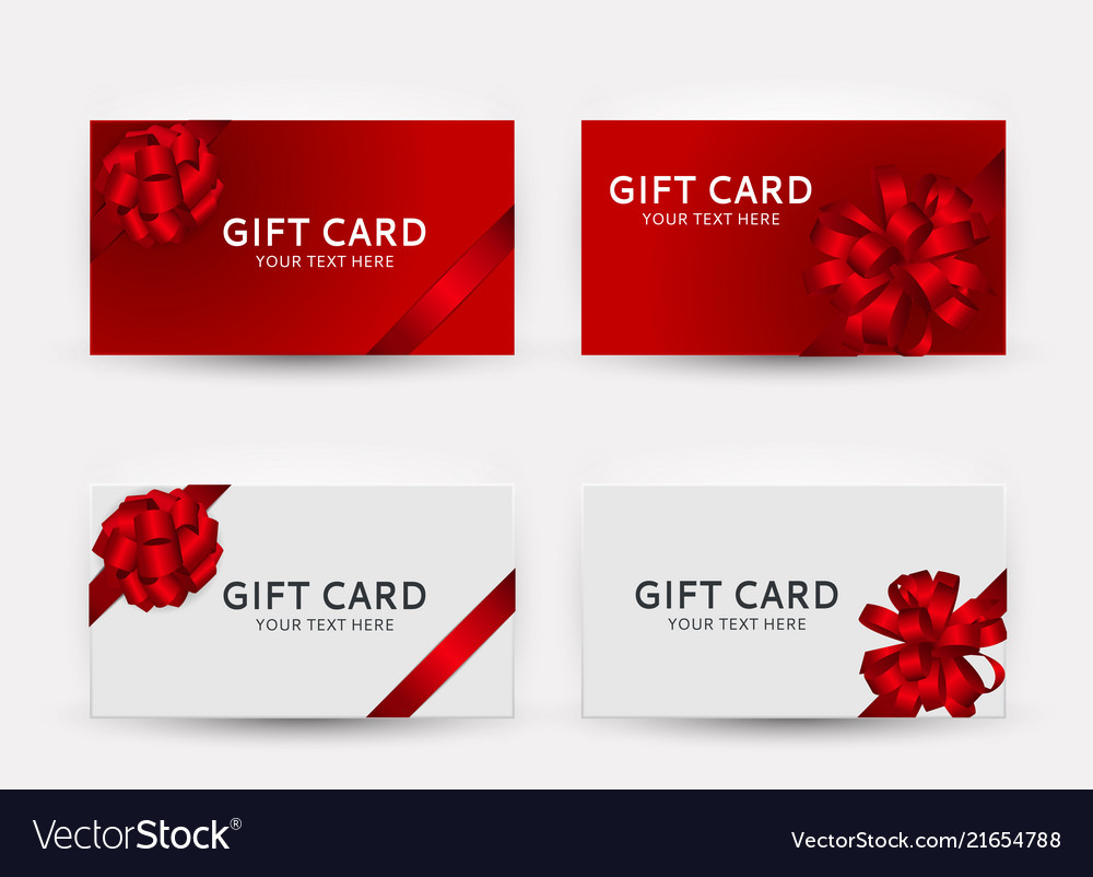 Gift Card Template Collection Set With Bow Vector Image throughout Gift Card Sample Template