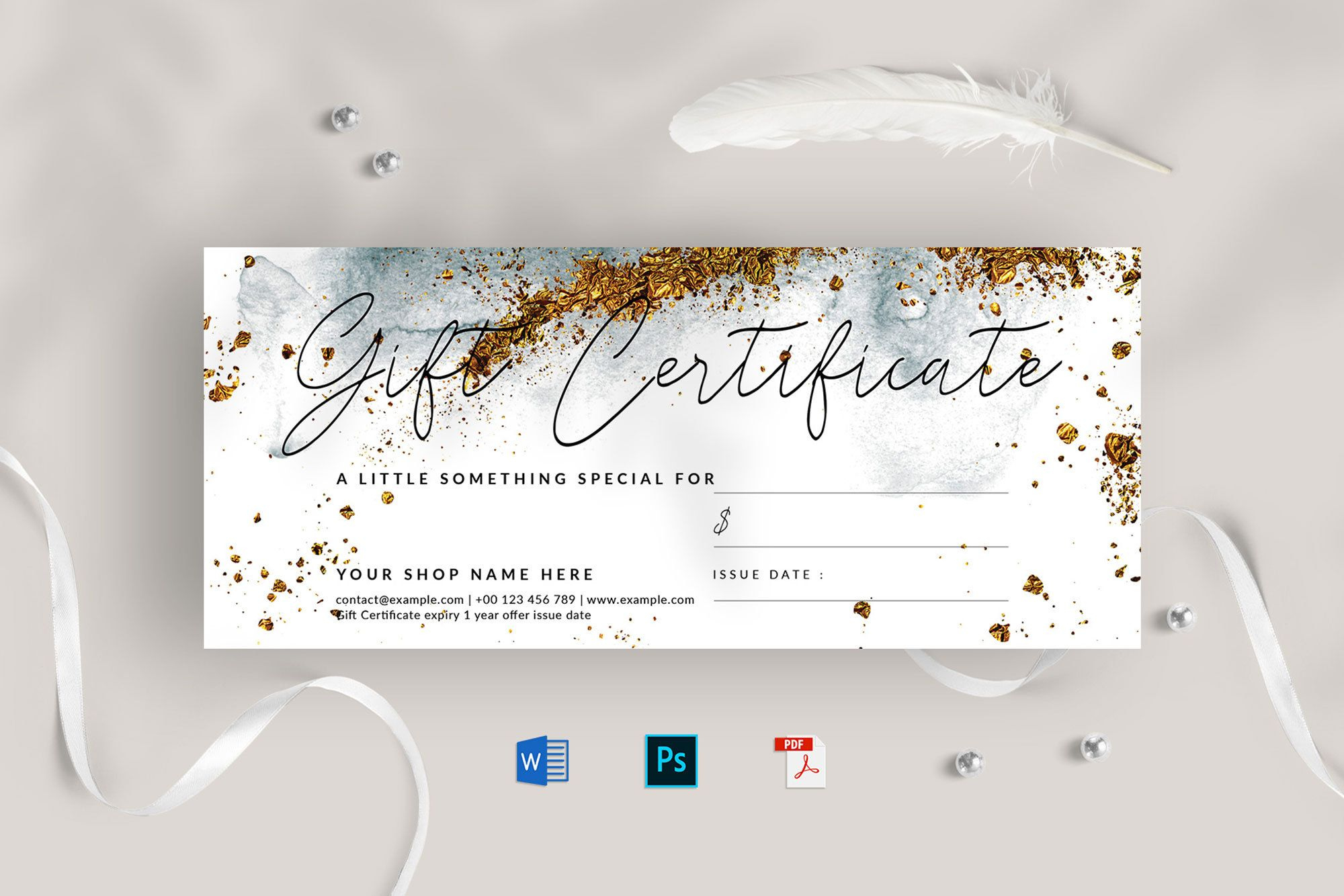 Gift Certificate Template, Gift Voucher Template, Modern Gift for Gift Certificate Template Sample