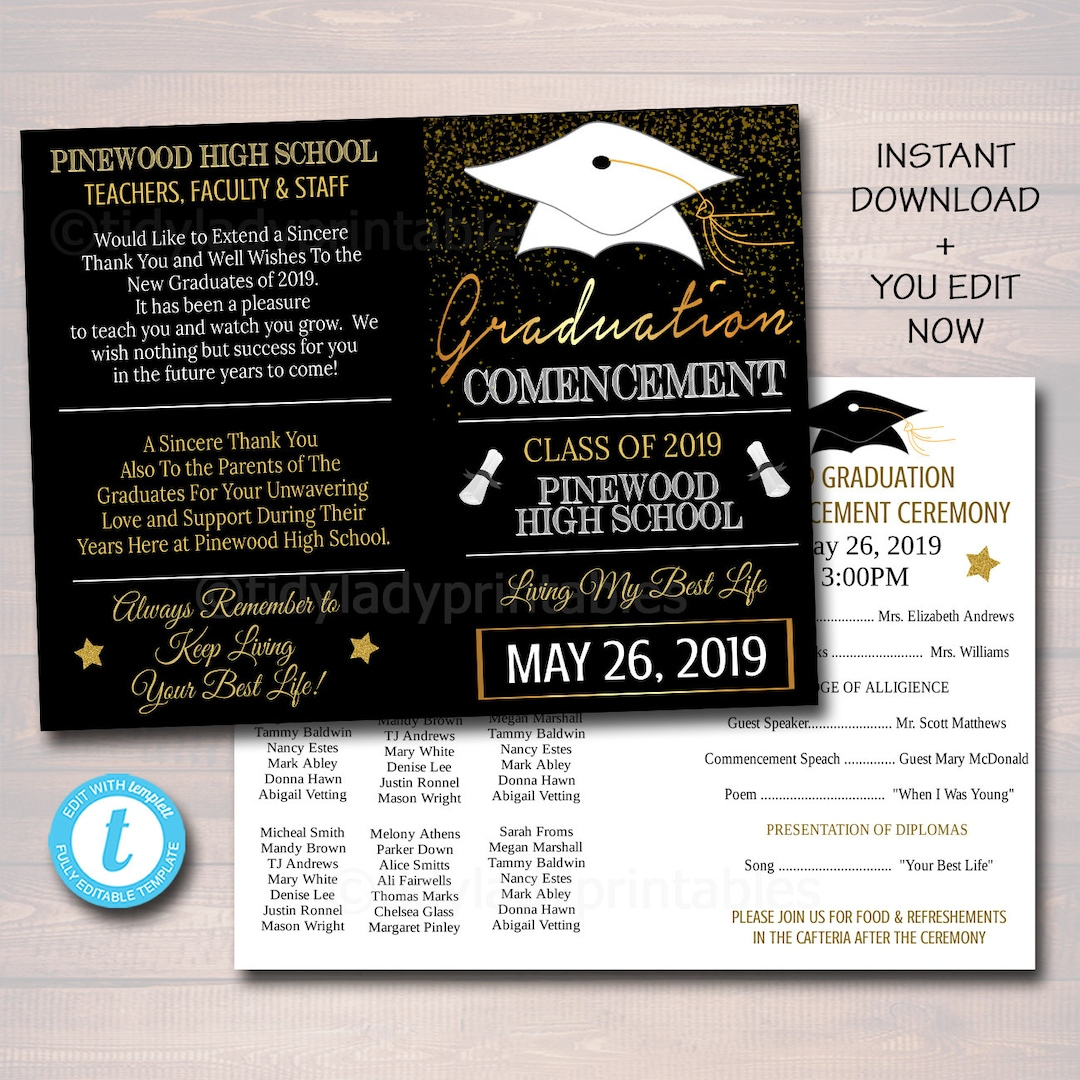 Graduation Ceremony Program Template, High School Graduation regarding Graduation Ceremony Program Sample Template