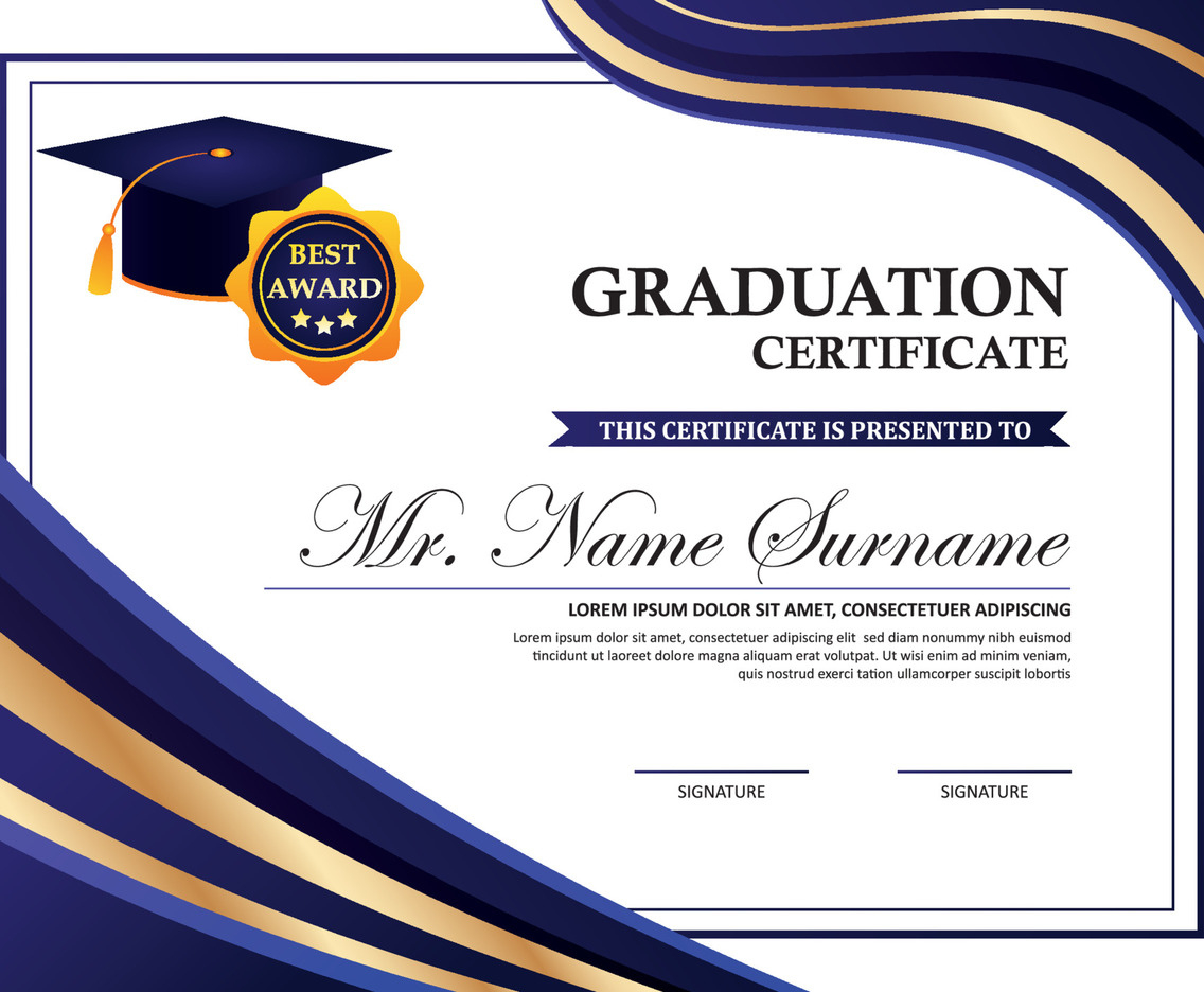 Graduation Certificate Template | Freevectors within Graduation Certificate Sample Template