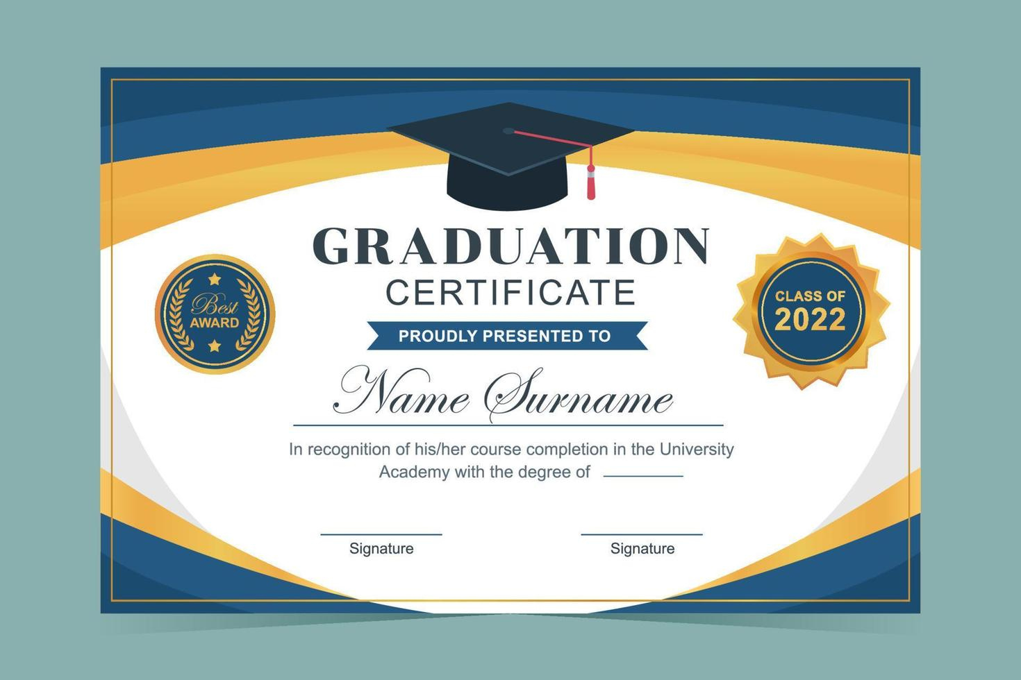 Graduation Certificate Template Vector Art, Icons, And Graphics regarding Graduation Certificate Sample Template