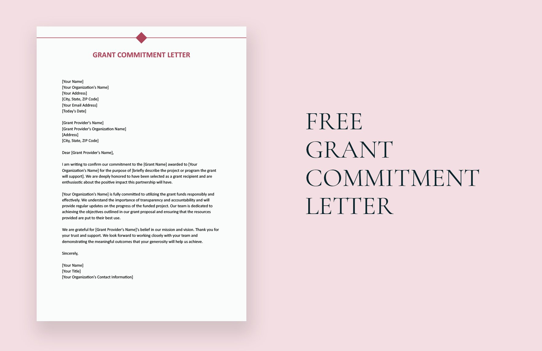 Grant Commitment Letter In Word, Google Docs - Download | Template in Commitment Letter Template Sample