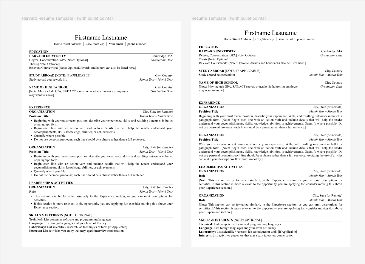 Harvard Academic Resume / Cv Template | Figma regarding Harvard Resume Sample Template