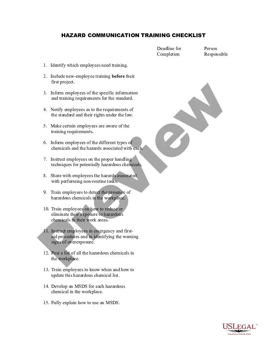 Hazard Communication Training Checklist For Company Policies within Hazard Communication Program Sample Template