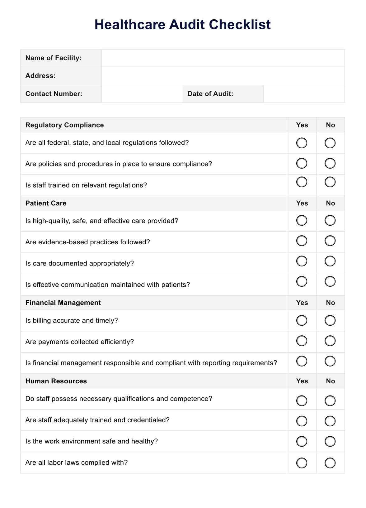 Healthcare Audit Checklist &amp;amp; Example | Free Pdf Download with regard to Audit Checklist Sample Template