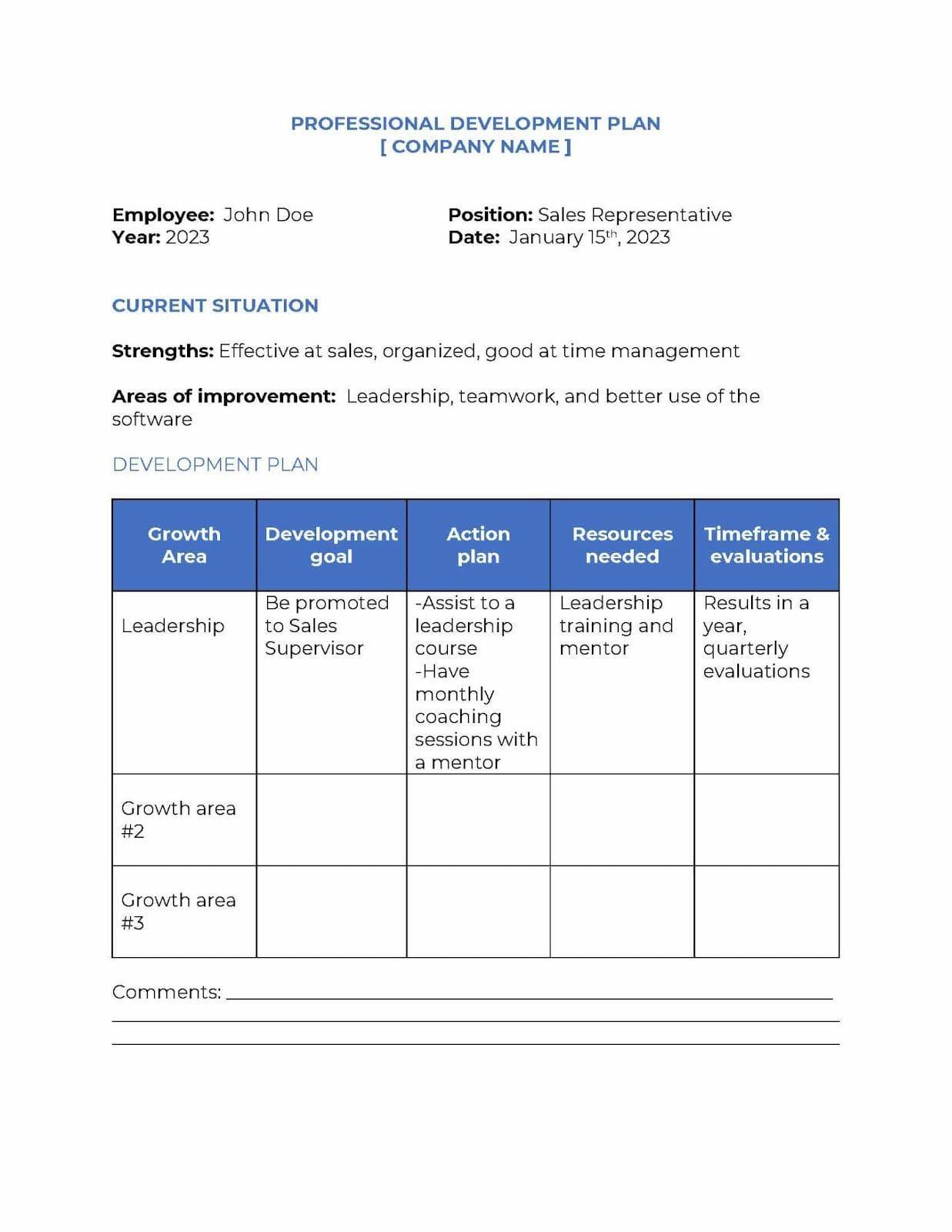 How To Create A Professional Development Plan (+Template) for Professional Development Plan Sample Template