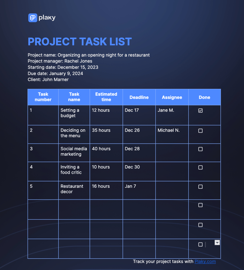 How To Create A Project Task List (+ Free Template) for Project Management Task List Sample Template