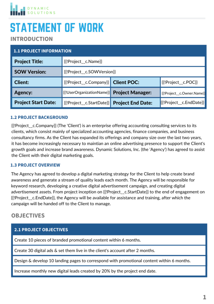 Statement of Work Template Sample