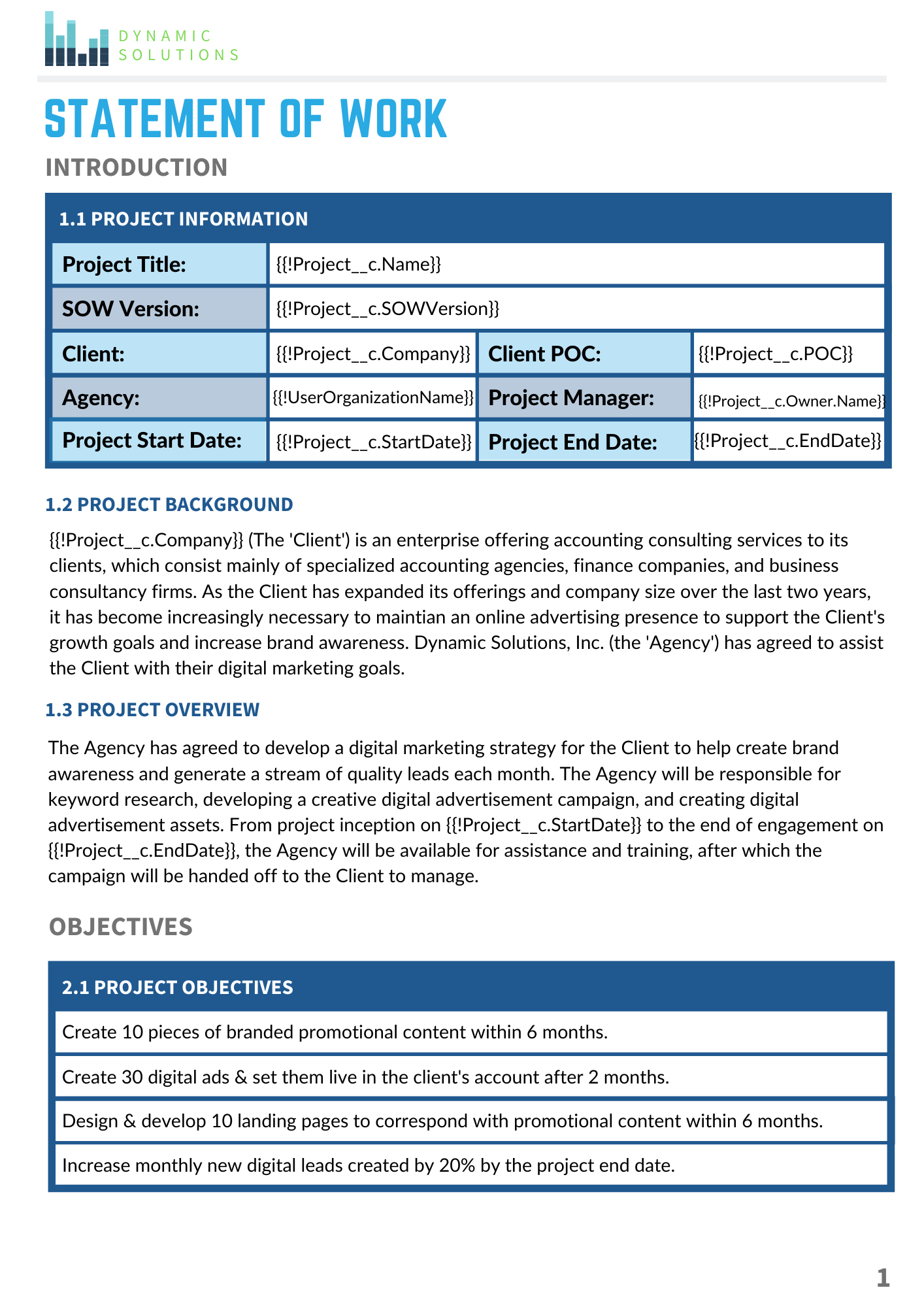 SOW Template Sample | Template Samples