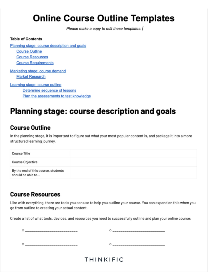 Training Outline Template Sample