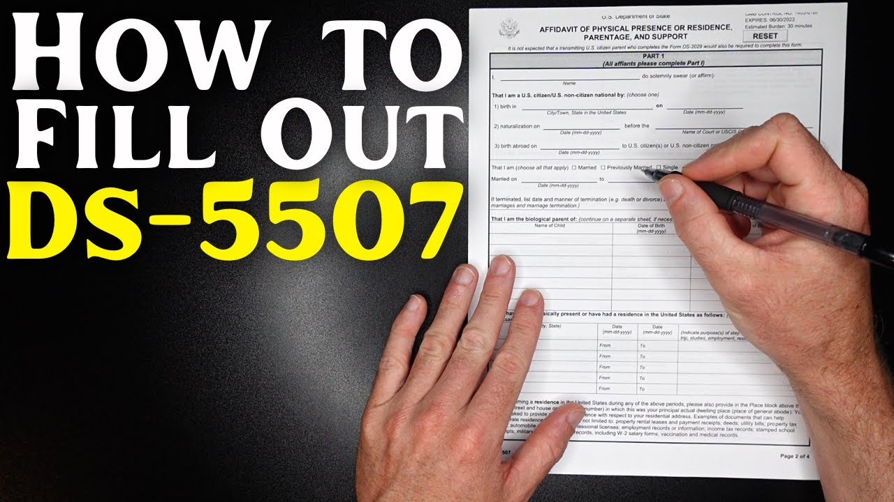 How To Fill Out Form Ds-5507; Affidavit Of Physical Presence Or Residence, Parentage, And Support inside Affidavit of Single Parent Sample Template