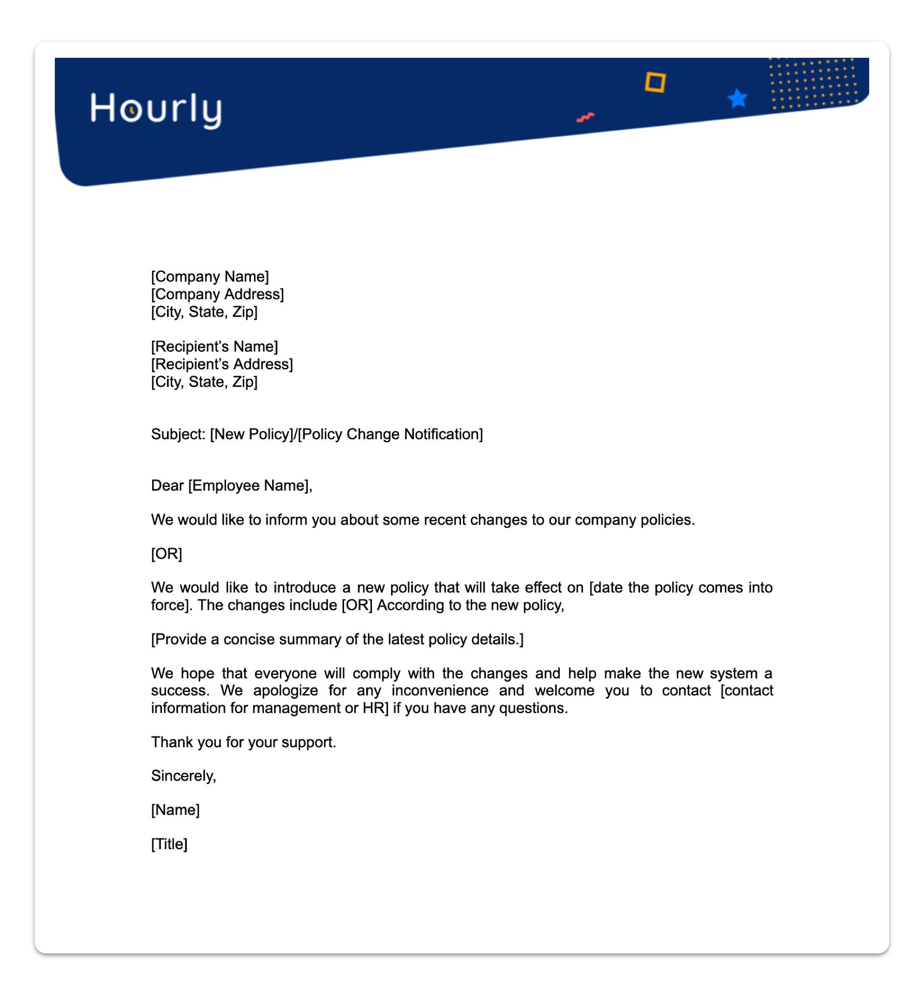 How To Notify Employees Of Policy Changes + Free Template - Hourly in HR Policy Sample Template