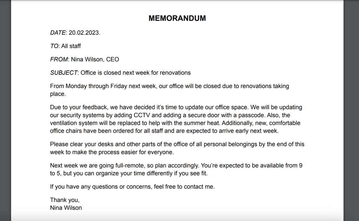 How To Write A Business Memo with regard to Memo Format Sample Template