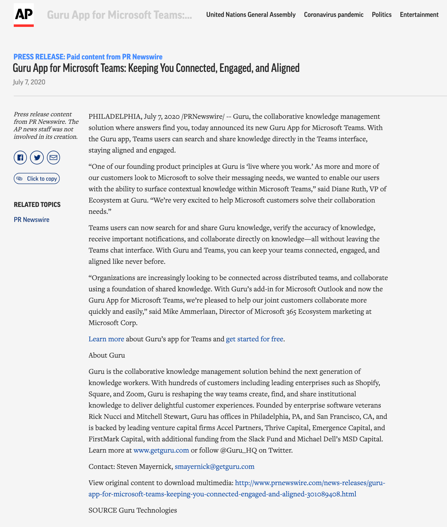 How To Write A Press Release + Templates And Expert Advice | Guru within News Release Sample Template