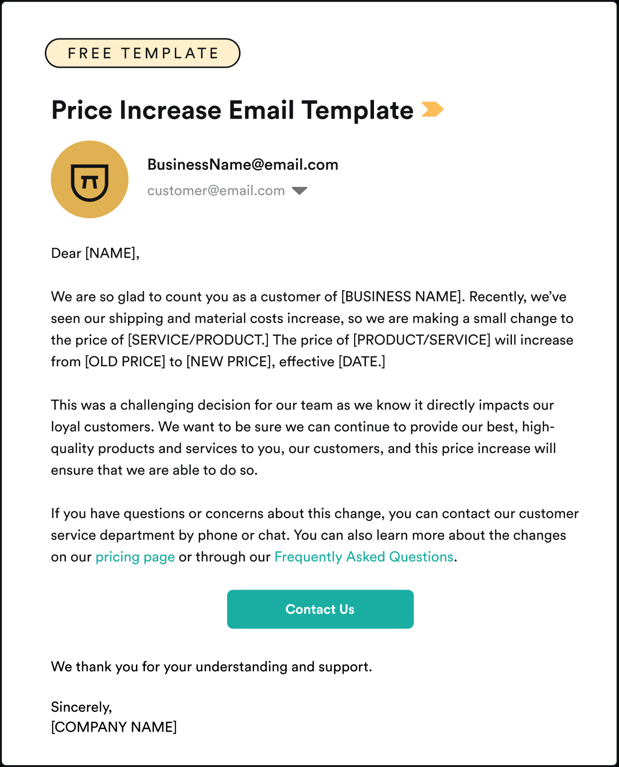 How To Write A Price Increase Letter (With Template) regarding Free Price Increase Letter Sample Template