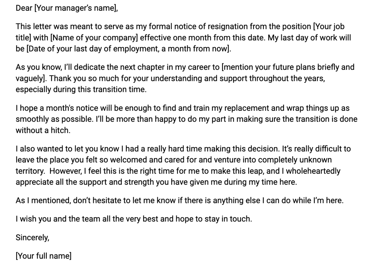 How To Write A Resignation Letter With Templates throughout 1-Month Notice Resignation Letter Sample Template