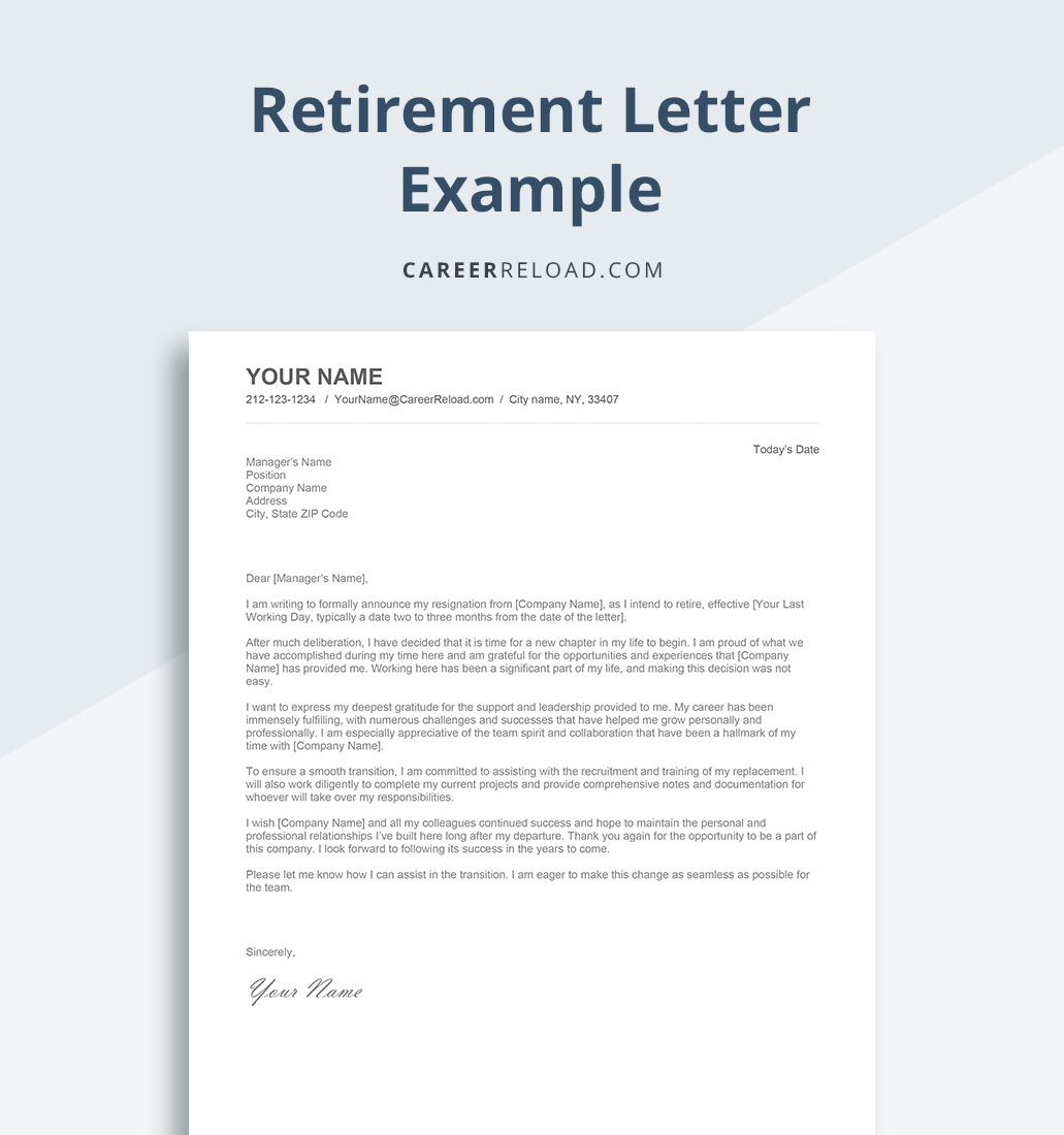 How To Write A Retirement Resignation Letter - Career Reload regarding Resignation Email Template Sample