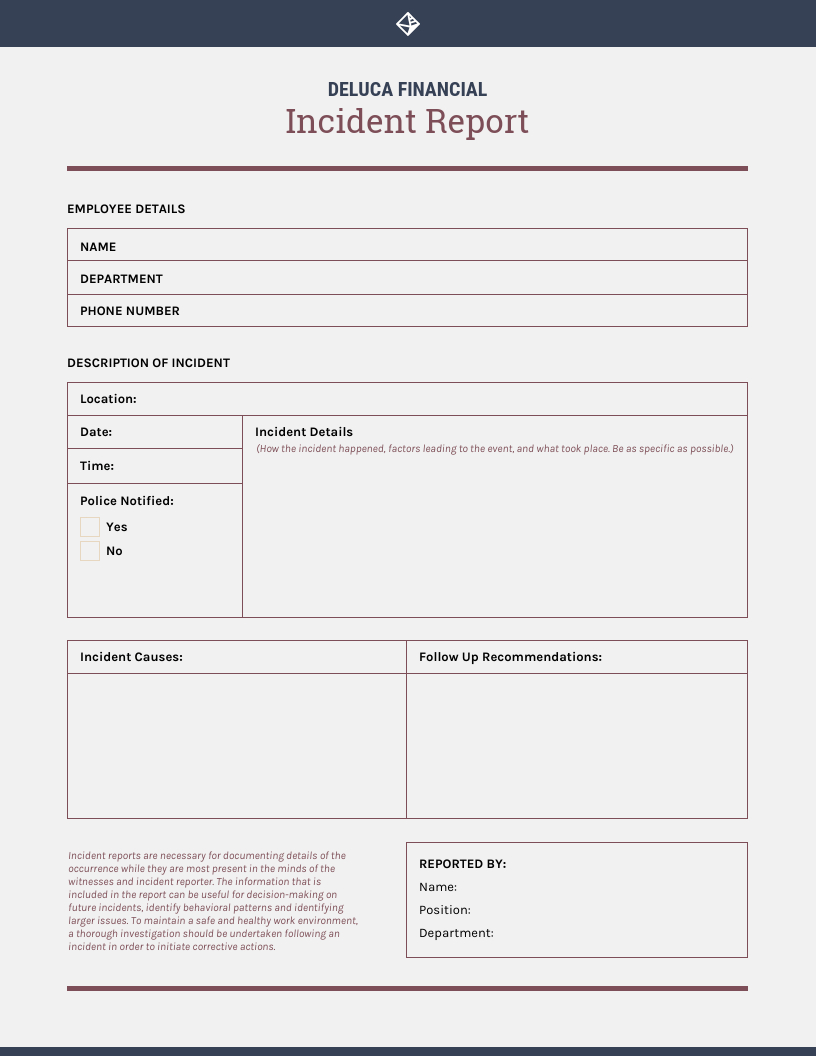How To Write An Incident Report [+ Templates] - Venngage pertaining to Incident Report Template Sample