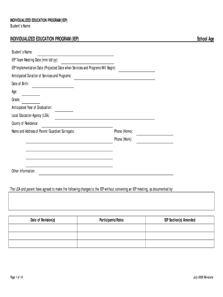 Iep Template - Fill Online, Printable, Fillable, Blank | Pdffiller regarding Iep Sample Template