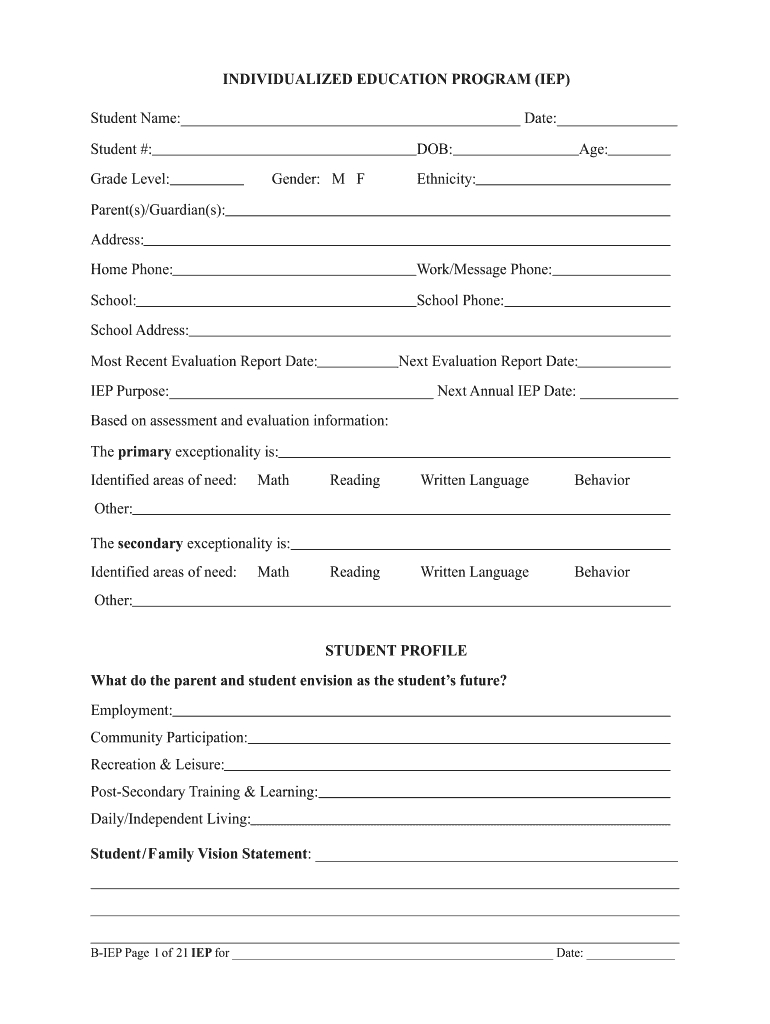 Iep Template Pdf - Fill Online, Printable, Fillable, Blank | Pdffiller throughout IEP Sample Template