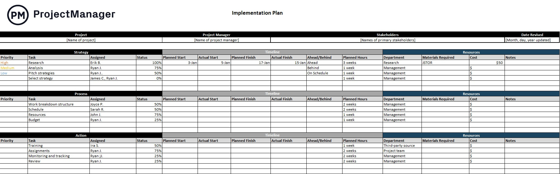 Implementation Plan Template For Excel (Free Download pertaining to Project Implementation Plan Sample Template